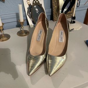 Gold Jimmy Choo Designer Heel Stiletto size 40 US 9